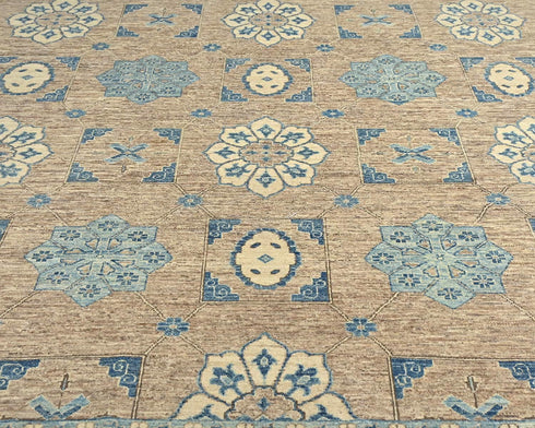 8x10 Zeigler Light Brown Afghan Hand Knotted Wool Area Rug